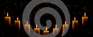 Candles on Dark Background for Thanksgiving, Valentines Day, Happy Birthday, Memorials, Festive, Christmas and Romance photo