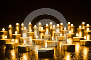 Candles on Dark Background for Thanksgiving, Valentines Day, Happy Birthday, Memorials, Festive, Christmas and Romance photo