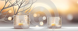 Candles in glass for Christmas Decoration Backgrounds