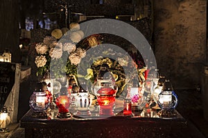 Candles on a grave