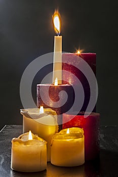 Candles and gray smoke