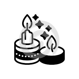 Black solid icon for Candles, candlestick and flame