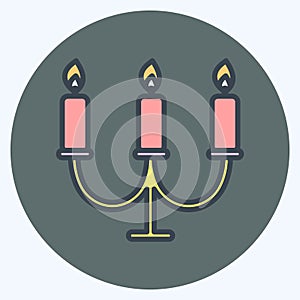 Candles Icon in trendy color mate style isolated on soft blue background