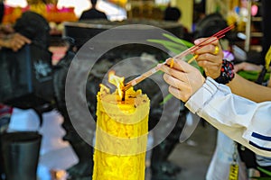 Candles incense sticks