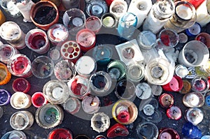 Candles left at the statue of Place de la Republique, Paris