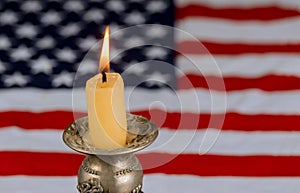 Candles light background USA flag Remembrance Day