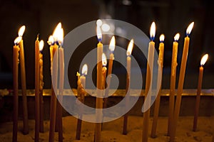 Candles light in the holy sepulchre cathedral