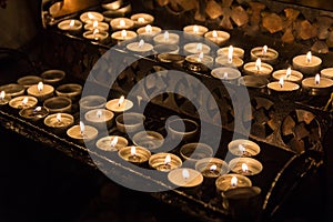 Candles lit the parishioners in the catholic church