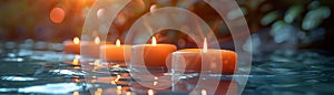 Candles lit in a tranquil spa setting