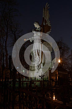 Candles lit up on All Souls Day in Bernardine cemetery of Vilnius, Lithuania