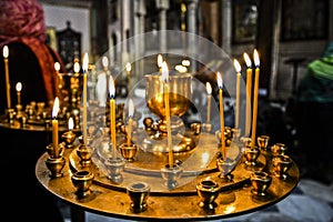 Candles in orthodox church in georgia.