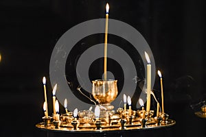 Candles in orthodox church in georgia.