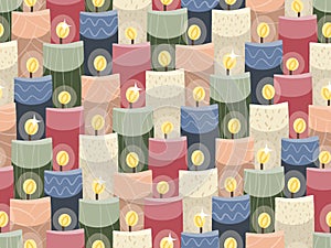 Candles seamless pattern for Christmas or religion worship