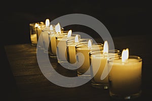Candles on a table in a catholic church