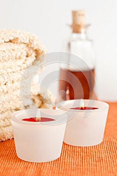 Candles, towels and massage oil