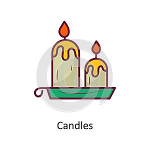 Candles vector Fill outline Icon Design illustration. Holiday Symbol on White background EPS 10 File