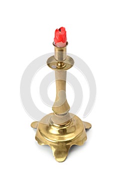 candlestick and candle isolated on a white