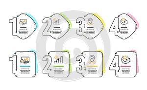 Candlestick chart, Graph chart and Location icons set. Share idea sign. Vector