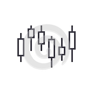Candlestick chart vector line icon, sign, illustration on background, editable strokes