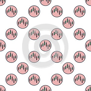 Candlestick Circle - cryptocurrency graph vector colored round seamless pattern