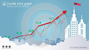 Candlestick and financial graph charts, Infographic presentations template.