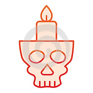Candlestick in head flat icon. Candle in scary scull. Halloween party vector design concept, gradient style pictogram on