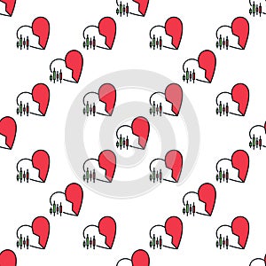 Candlestick Pattern and Broken Heart vector I Hate Trading colored seamless pattern