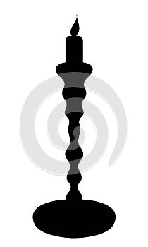 Candlestick single black silhouette with a candle