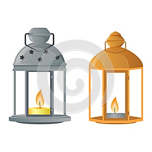 Candlestick vector candle lantern vintage candlelight lantern decoration and old candelabrum holder illustration set of
