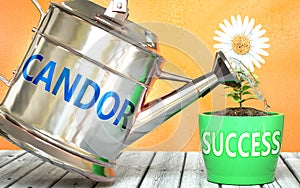 Candor helps achieving success - pictured as word Candor on a watering can to symbolize that Candor makes success grow and it is photo