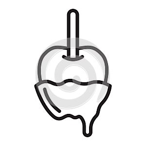 Candy apple coated by sweet caramel icon. Linear Symbol vector illustration