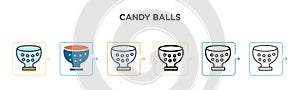 Candy balls vector icon in 6 different modern styles. Black, two colored candy balls icons designed in filled, outline, line and