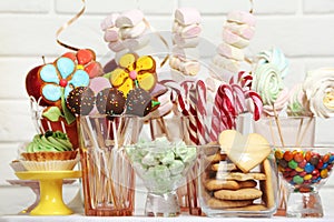 Candy bar with treats for birthday party