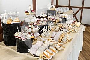 Candy bar. Food at event. Luxurious Dessert Table at Elegant Catering Event