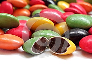 Candy beans in white  background