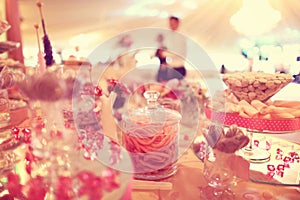 Candy buffet on table