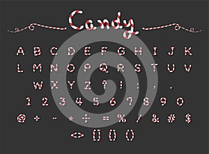 Candy Cane alphabet capital letter font design