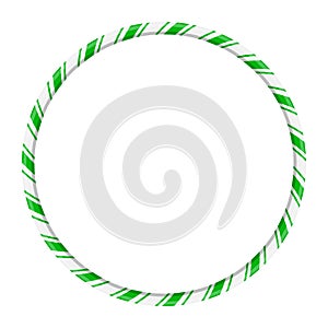 Candy cane circle frame for christmas design isolated on white b