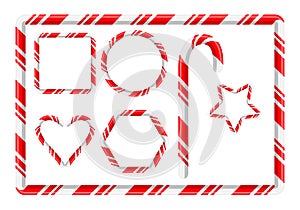 Candy cane frame and more for christmas design isolated on white