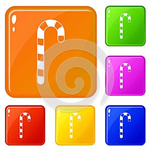 Candy cane icons set vector color