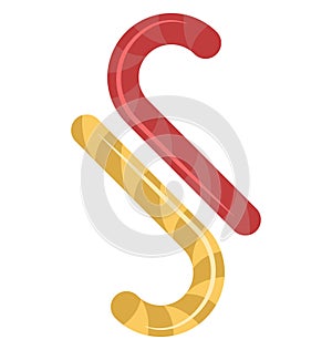 Candy Cane Line Vector Isolated Icon customized and editable