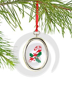 Candy Cane Needlepoint Ornamen photo