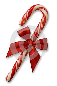 Candy cane with red bow photo