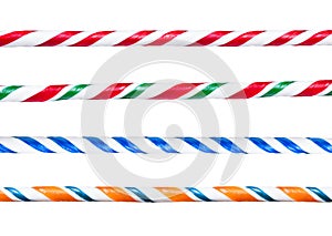 Candy cane. Set of different striped twisted handmade candy canes
