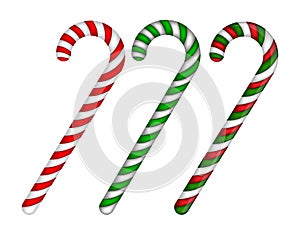 Candy cane striped in Christmas colours. Vector illustration on a white background.