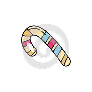 Candy cane sweet and candies icon line fill