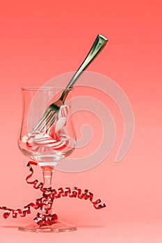 Candy Cane in a Wine Glass