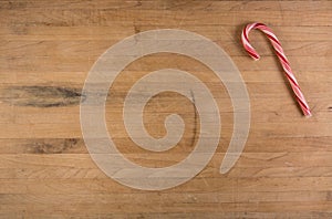 Candy Cane on Worn Cutting Board