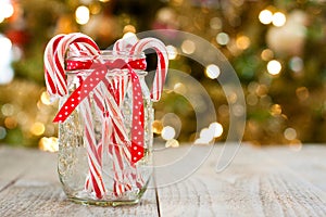 Candy canes in jar