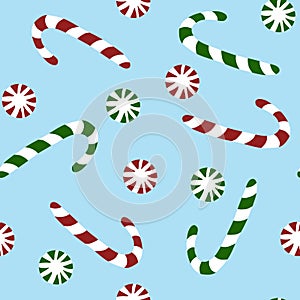 Candy Canes and Peppermints Seamless Repeat Design